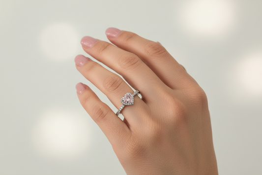 Anillo Corazón Rosa Plata 925