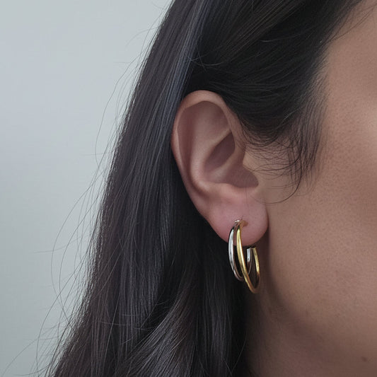 Arracadas Bicolor Acero Inoxidable