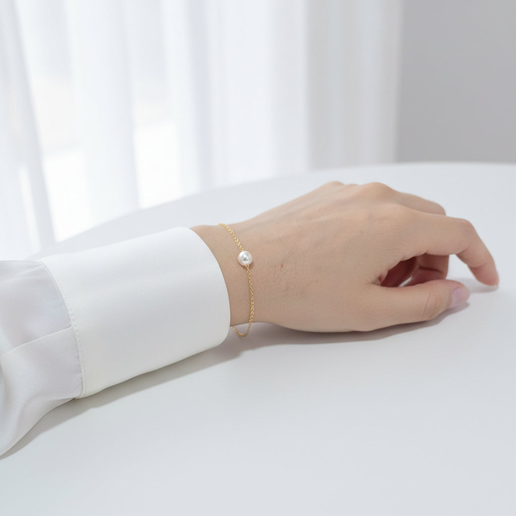 Pulsera Dorada Perla Plata 925