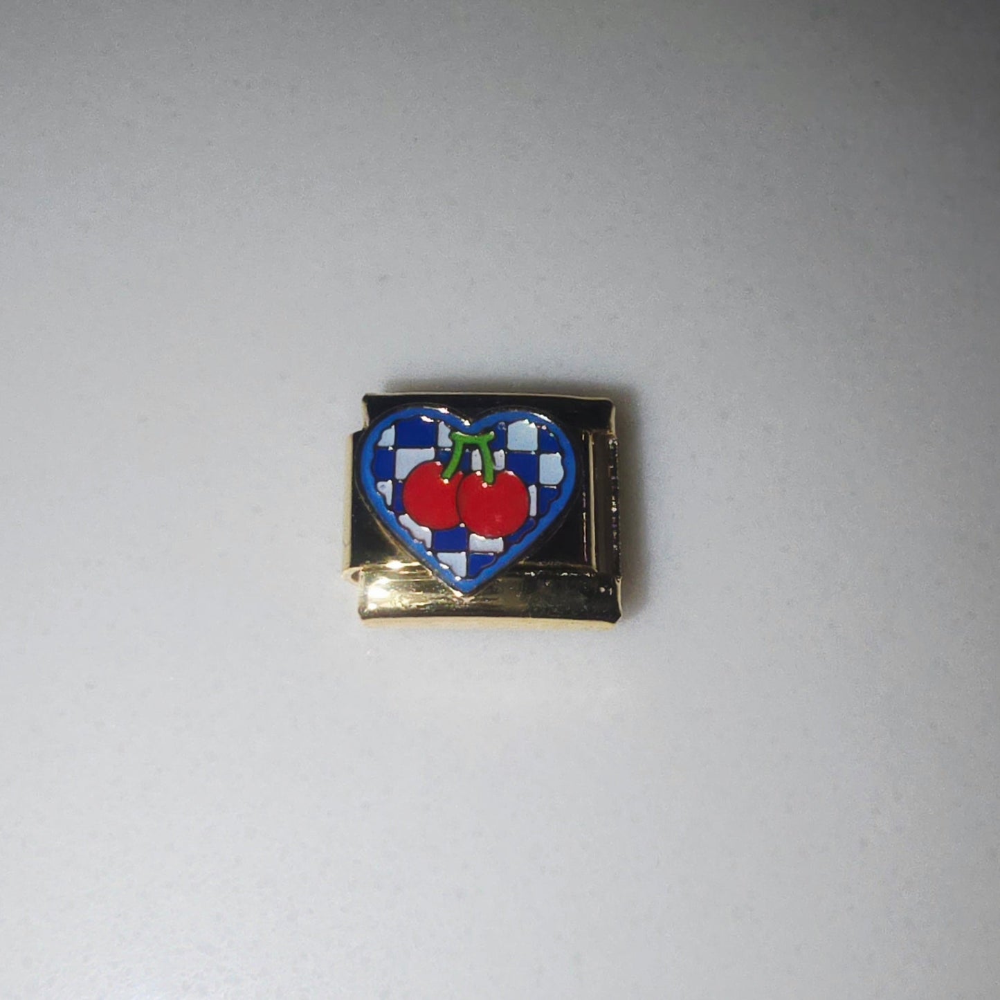 Charm Italiano Corazón Cereza Acero Inoxidable