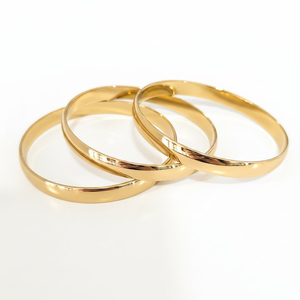 Set Tres Pulseras Doradas Acero Inoxidable