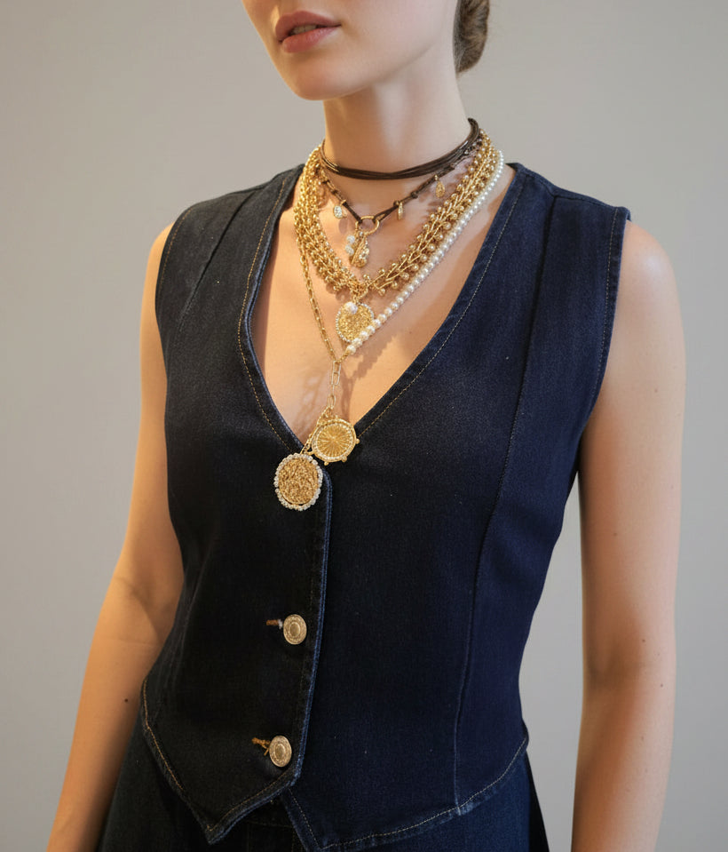 Collar Bohemio Cuero Aleación