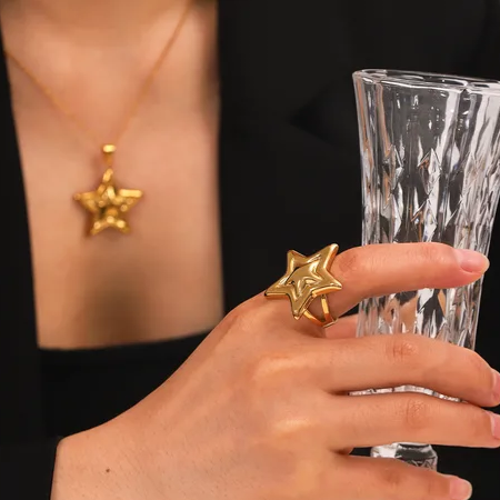 Anillo Estrella Acero Inoxidable