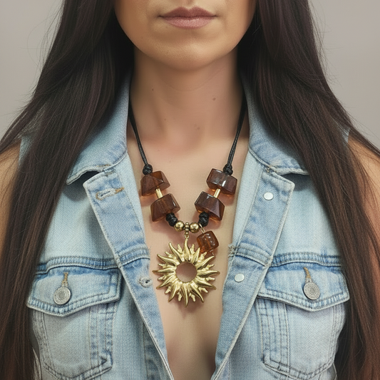 Collar Sol Acero Inoxidable Resina
