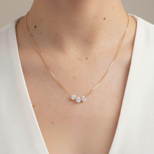 Collar Elegante Dorado Plata Esterlina