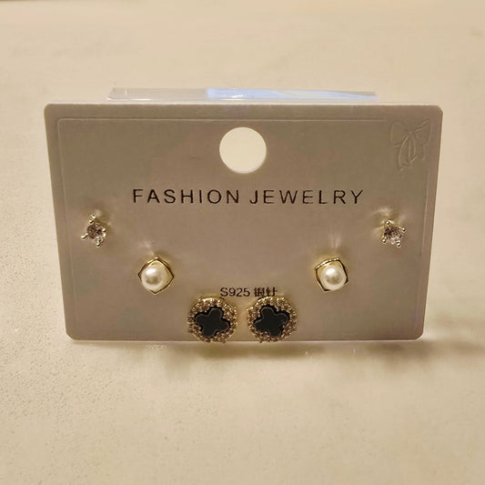 Set Aretes Trébol Plata De Ley