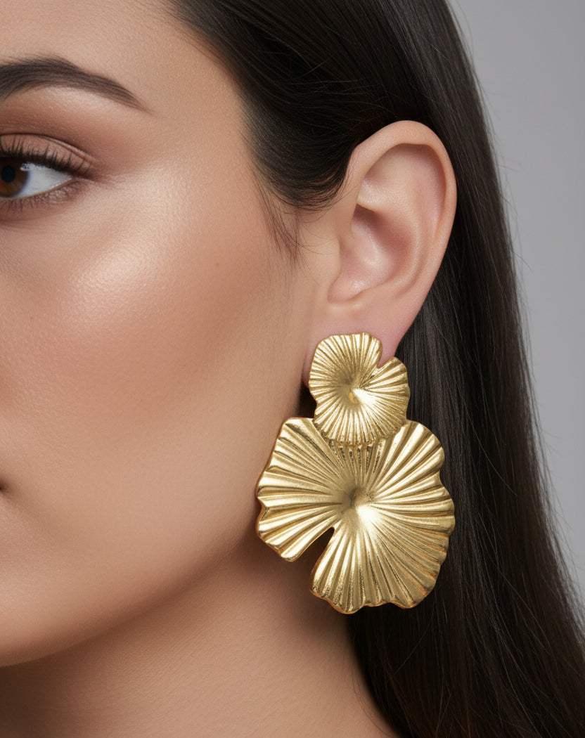 Aretes Hoja Doble Acero Inoxidable