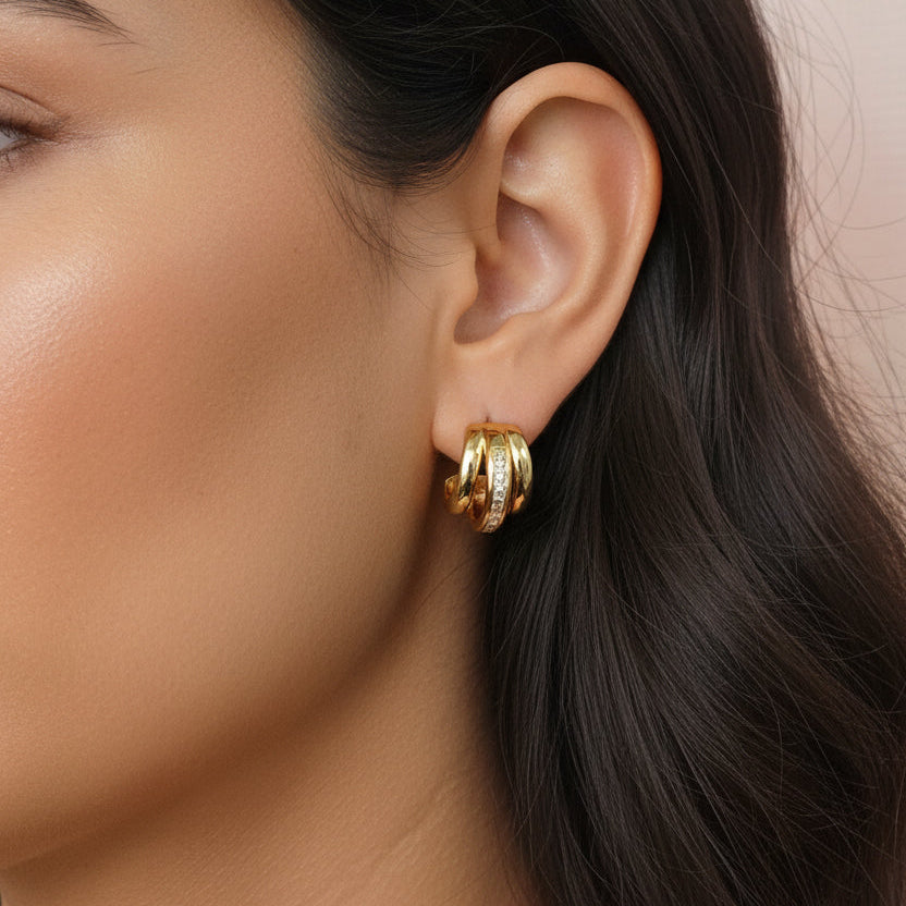 Aretes Zirconia Acero Inoxidable