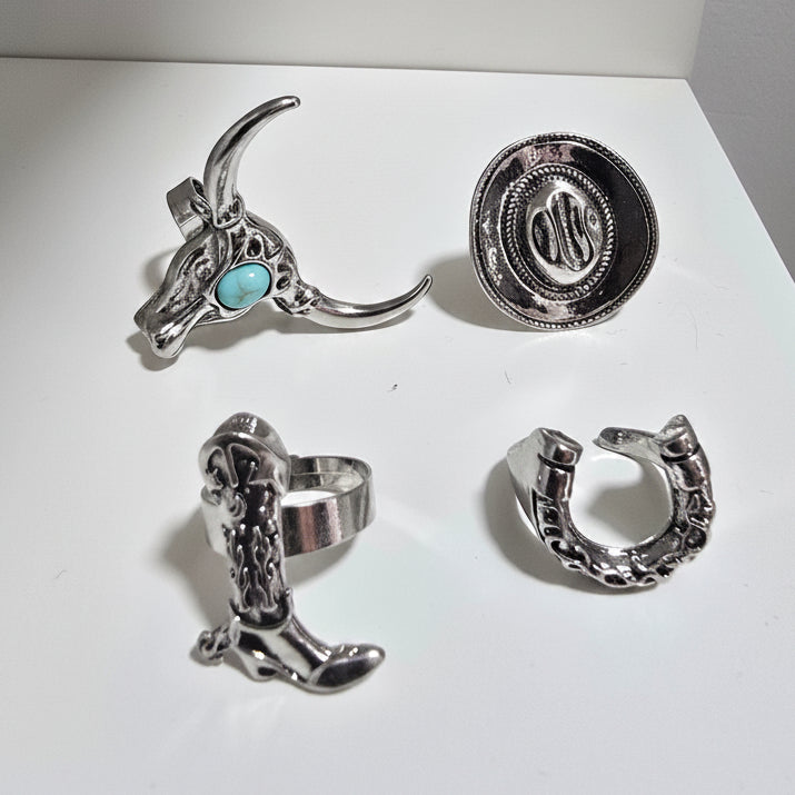 Set Anillos Abiertos Vaqueros Aleación