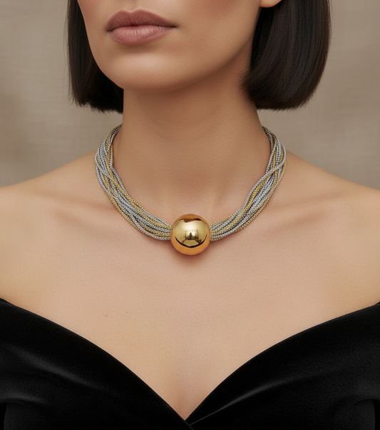 Collar Bola Bicolor Acero Inoxidable