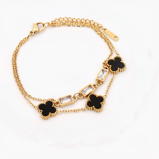 Pulsera Trébol Doble Acero Inoxidable