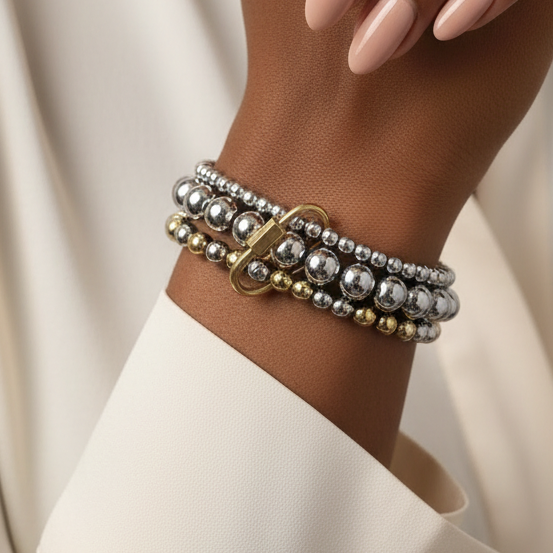 Pulsera Triple Elástica Acero Inoxidable