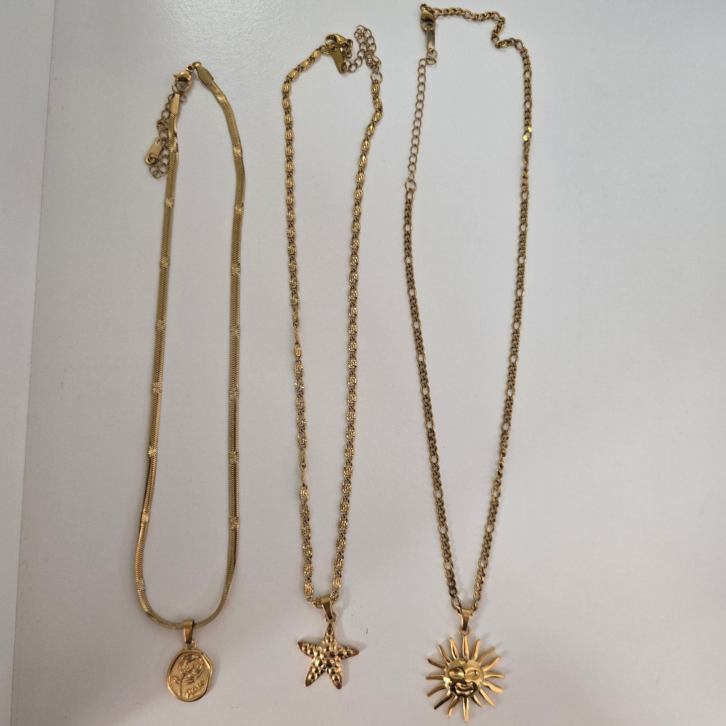 Set Collares Rosa Estrella Sol Acero Inoxidable