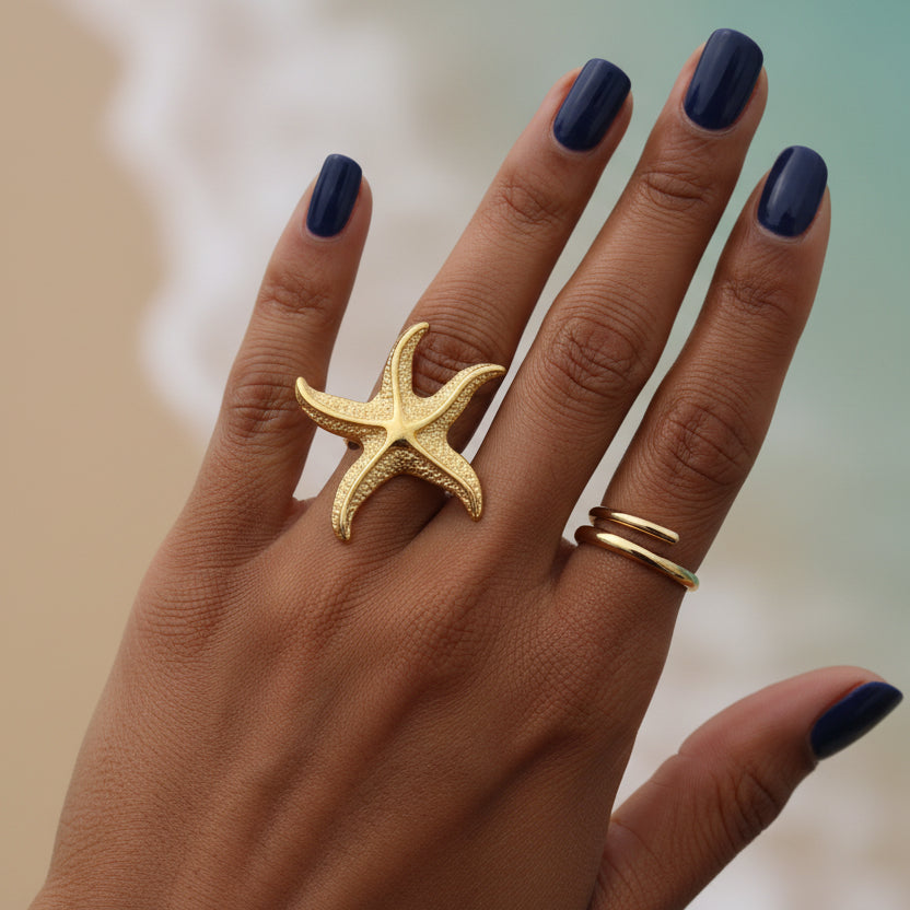 Anillo Estrella Mar Acero Inoxidable