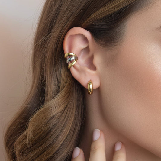 Earcuff Bicolor Acero Inoxidable