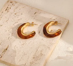 Aretes Café Acero Inoxidable