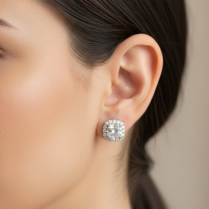 Aretes Cuadrado Circón Cobre