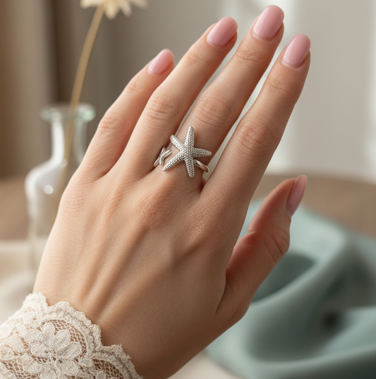 Anillo Estrellas Mar Acero Inoxidable