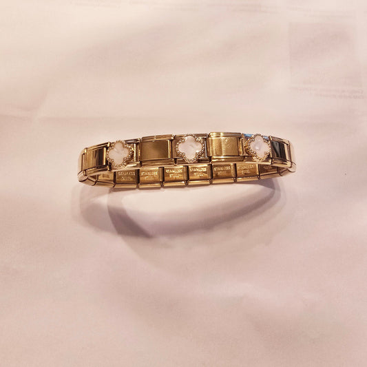 Pulsera Italiana Trébol Acero Inoxidable