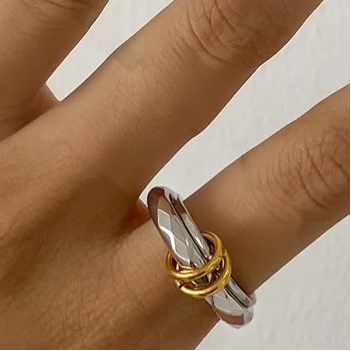 Anillo Bicolor Doble Acero Inoxidable