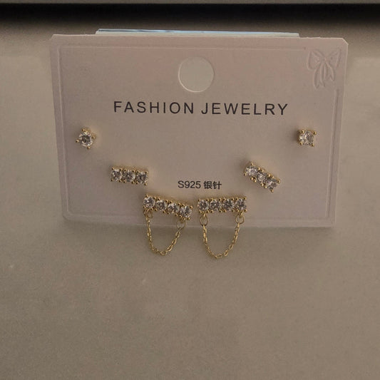Set Aretes Circón Plata De Ley
