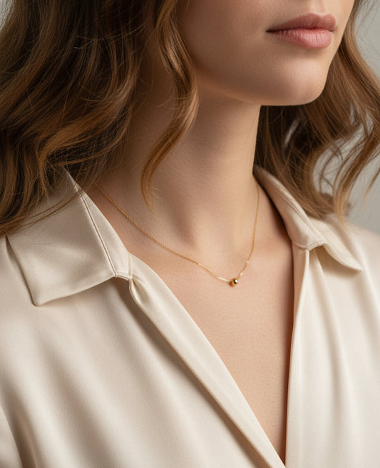 Collar Bola Dorado Plata S925