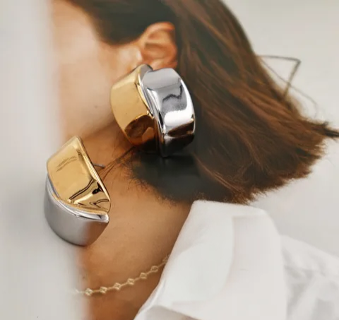 Aretes Bicolor Acero Inoxidable