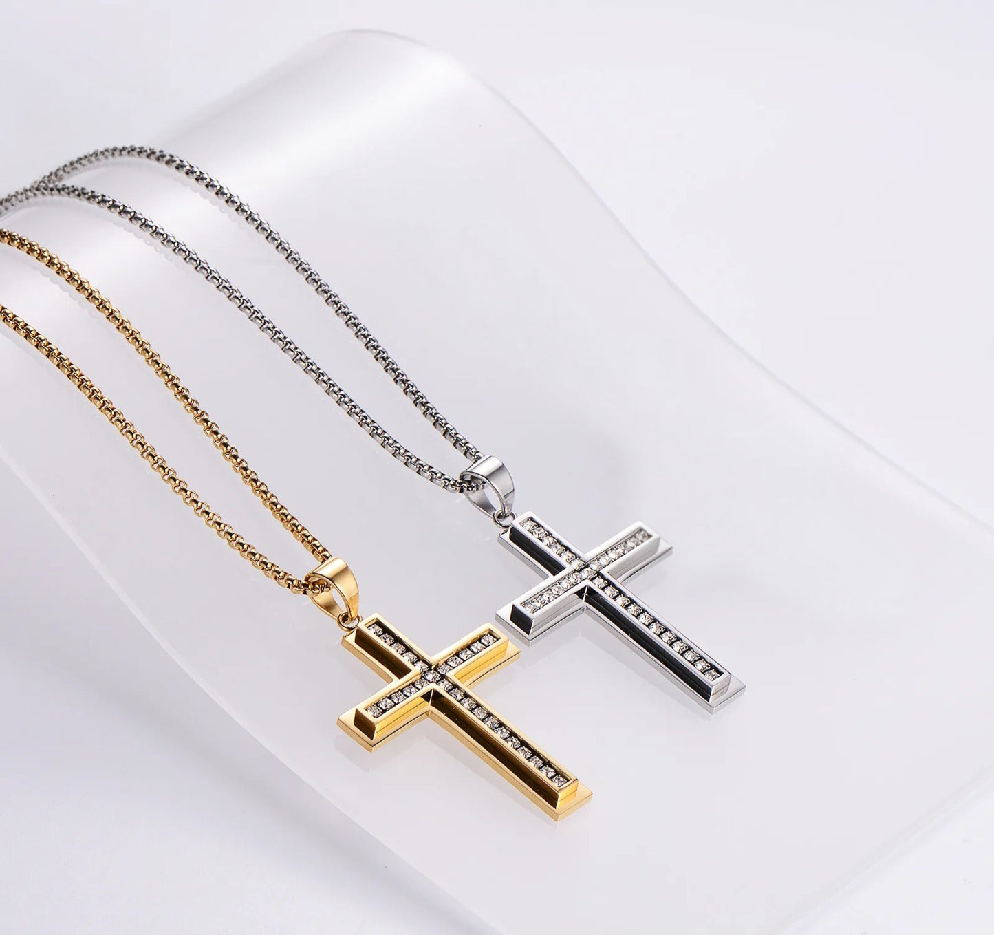 Collar Vintage Cruz Acero Inoxidable