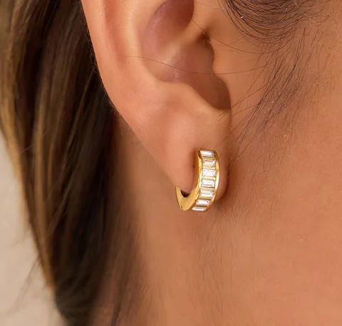 Arracadas Diamante Imitación Cuadrado Acero Inoxidable