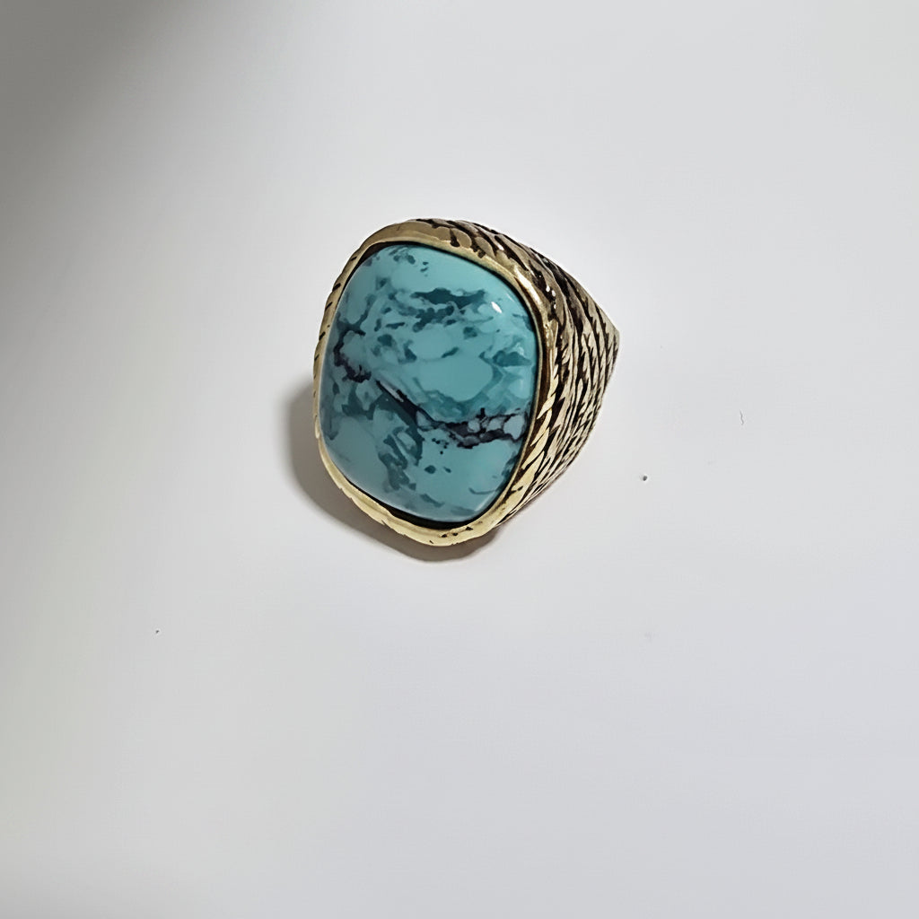 Anillo Grande Turquesa Aleación