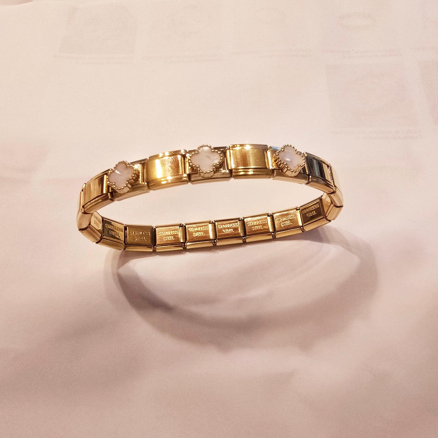 Pulsera Italiana Trébol Acero Inoxidable