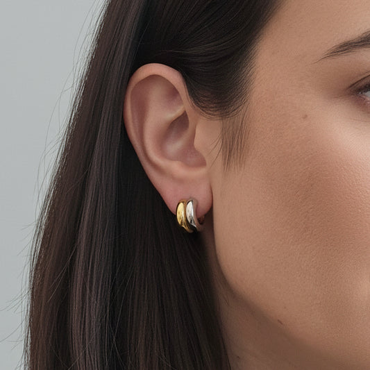 Aretes Bicolor Acero Inoxidable