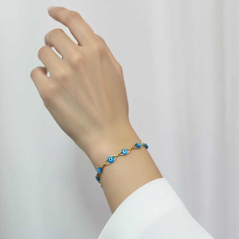 Pulsera Ojos Azul Acero Inoxidable