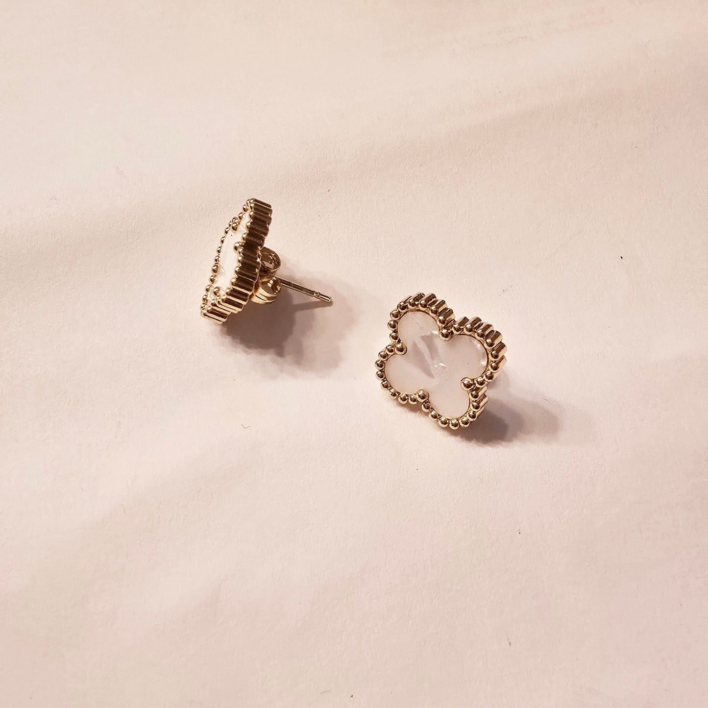 Aretes Trébol Blanco Acero Inoxidable