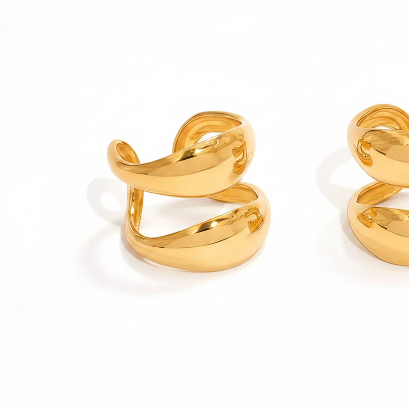 Anillo Abierto Dorado Acero Inoxidable