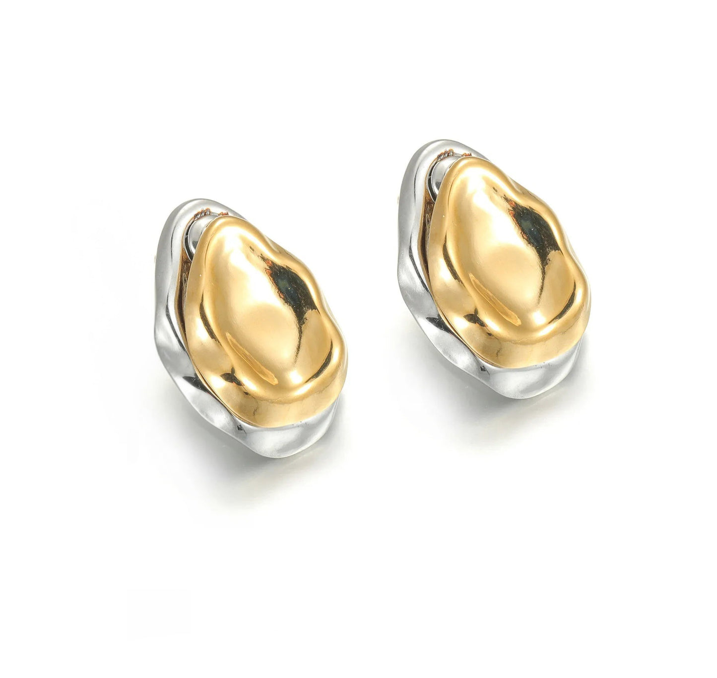 Aretes Irregular Bicolor Acero Titanio